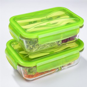 High Borosilicate Glass Food Container With Spoon And Fork