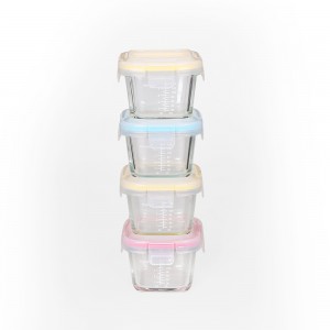Eco-friendly microwave safe glass baby food container with BPA free locking lid
