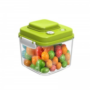 Food Use vacuum clear borosilicate glass storage jar with plastic pump lid