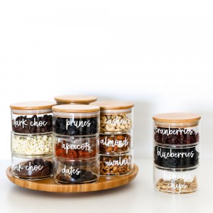 stackable glass jar with airtight lid / glass jars with bamboo lid