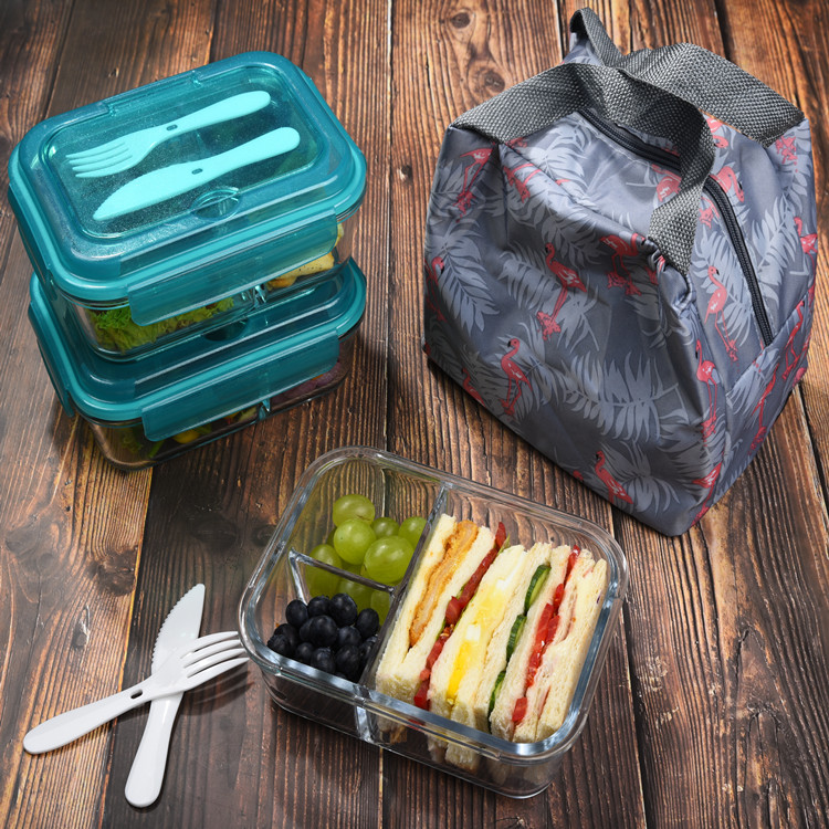 High Borosilicate Glass Food Container With Spoon And Fork