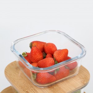 New design Eco-friendly high borosilicate glass storage food container with bamboo wood lid