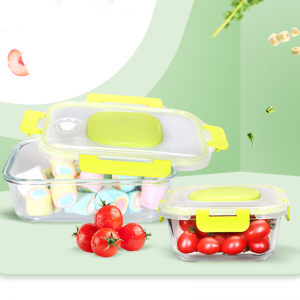 Wholesale High Borosilicate Glass Food Container With Vacuum Lid Food Preservation Can Be Customized Color