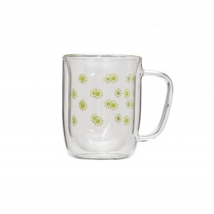 Large Diameter High Borosilicate Glass Coffee Cup with decal In Stock Hot Promotion