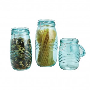 color glass storage bottle with clip lock and sealing lid for storing honey kitchen glass jars