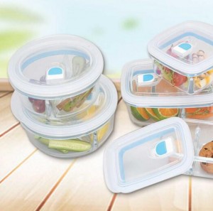 Borosilicate Glass Meal Food Lunch Box Set With Pump