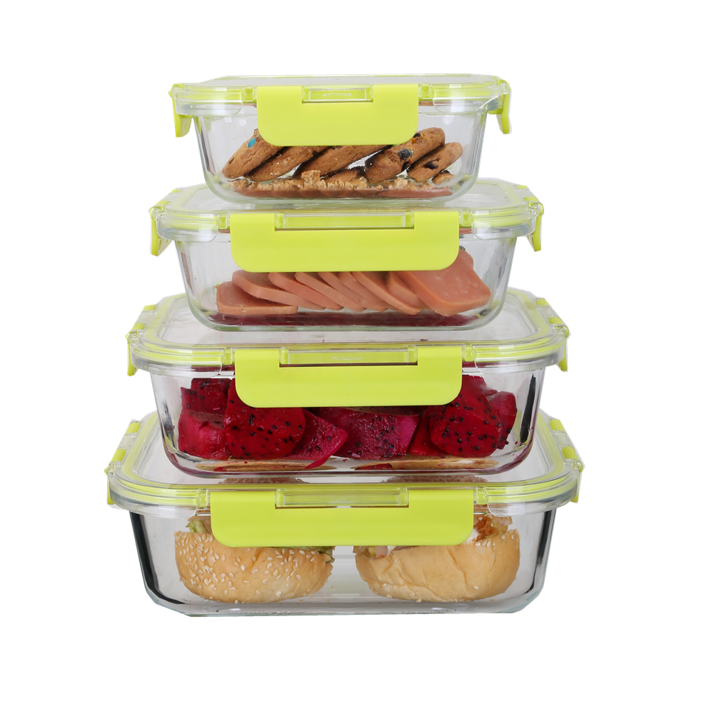 Leakproof High Borosilicate Glass Meal Prep Food Lunch Box Set With 3 Compartment With MS Lid