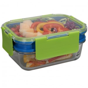 Big Capacity High Borosilicate Glass Double Layers Food Container With Lid Hot Promotion