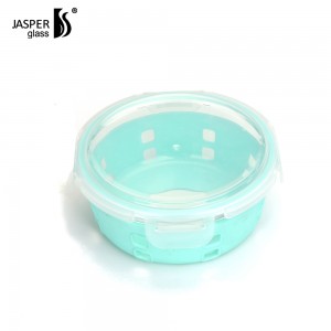 Glass Food Container with Silicone sleeve