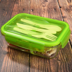 High Borosilicate Glass Food Container With Spoon And Fork