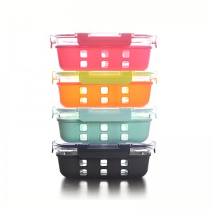 High Borosilicate Glass Food Container with Silicone Case